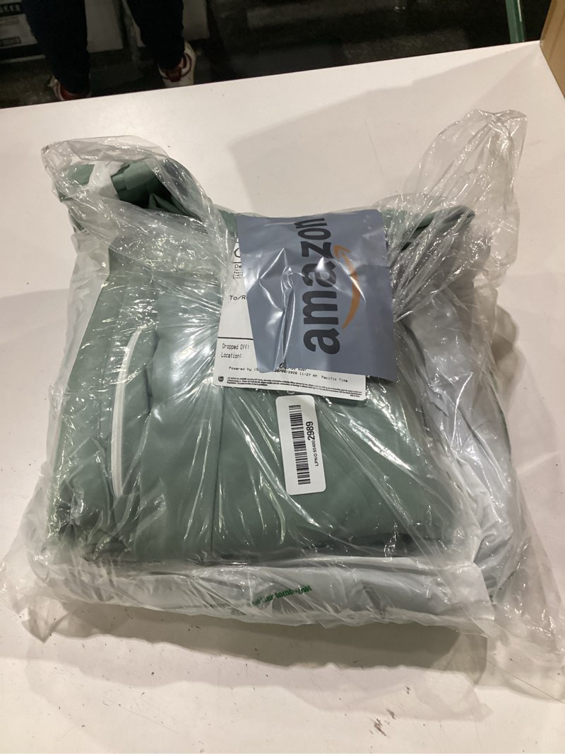 Condition photo showing As Is for oslimea patio cushion covers replacement set of 4, water resistant outdoor cushion slipcovers with zipper chair seat cushion covers for outdoor furniture (24 x 20 inch, 24 x 24 x 4 inch, bean green) 24 x 20 inch, 24 x 24 x 4 inch bean green-set of 4