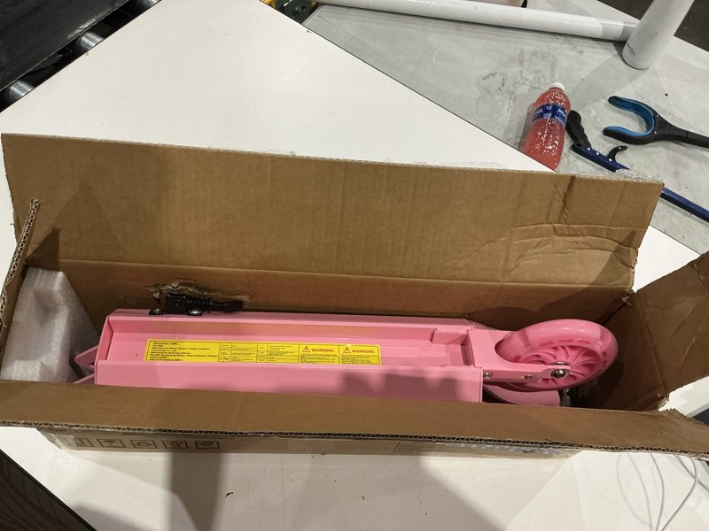 Condition photo showing Good Condition for scooter toys for kids ages 6-12/3-5, christmas birthday gifts for girls boys, easy folding kids scooter with 3 levels adjustable handlebar pink