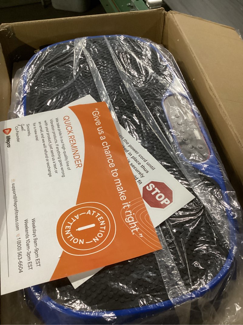 Condition photo showing Good Condition for Lifepro Waver Mini Vibration Plate for Lymphatic Drainage – Whole Body Vibrating Platform Exercise Machine for Muscle Toning & Recovery with Remote & Resistance Bands, Max Load 260 lb Blue