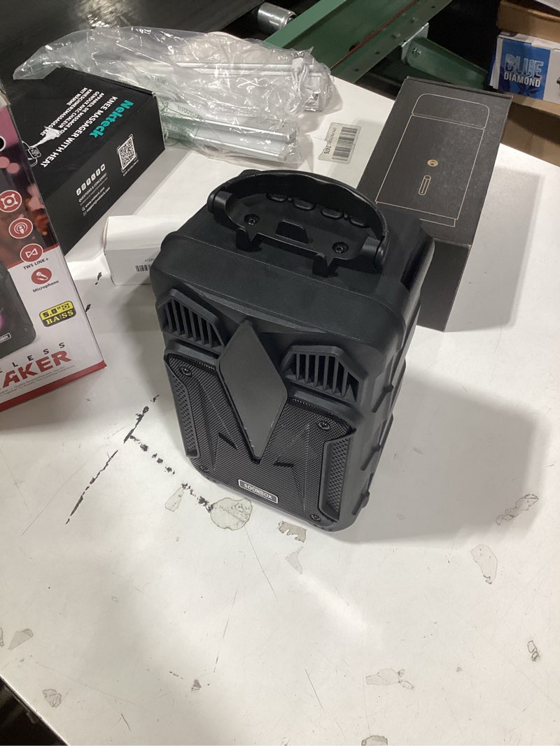 Condition photo showing Good Condition for Similar product not like stock photo similar Karaoke Machine for Adults - Portable Bluetooth Karaoke Speaker with Two Wireless Microphones, PA System Speaker Supports TF Card/USB, AUX in, REC, Bass & Treble for Party/Meeting