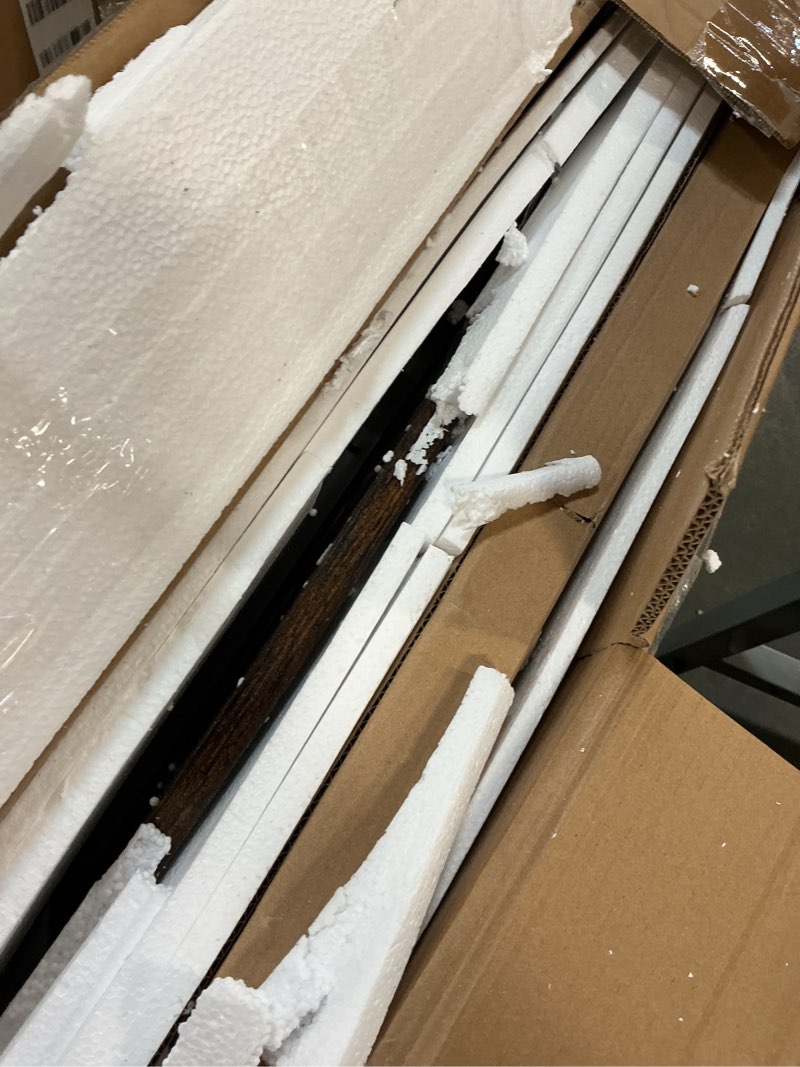 Condition photo showing Good Condition for 26.77” Small Coffee Table, Round Fluted Lift Top Coffee Table with Storage, Rustic Central Table with Lift Tabletop for Living Room, Home Office, Brown