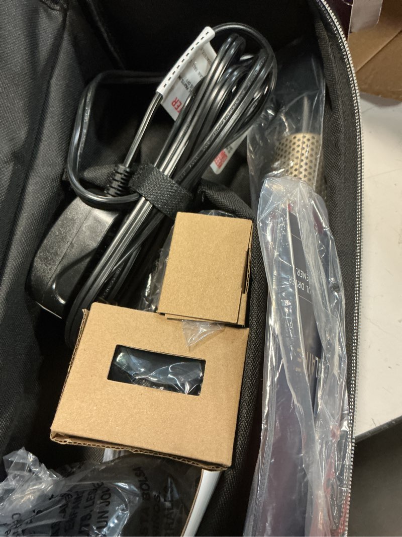 Condition photo showing New/Like New for infiniti pro conair 5-in-1 hair drying wand, straightener, and styler, ionic all-in-one digital motor blow dryer, includes 4 high-performance attachments, cherry red