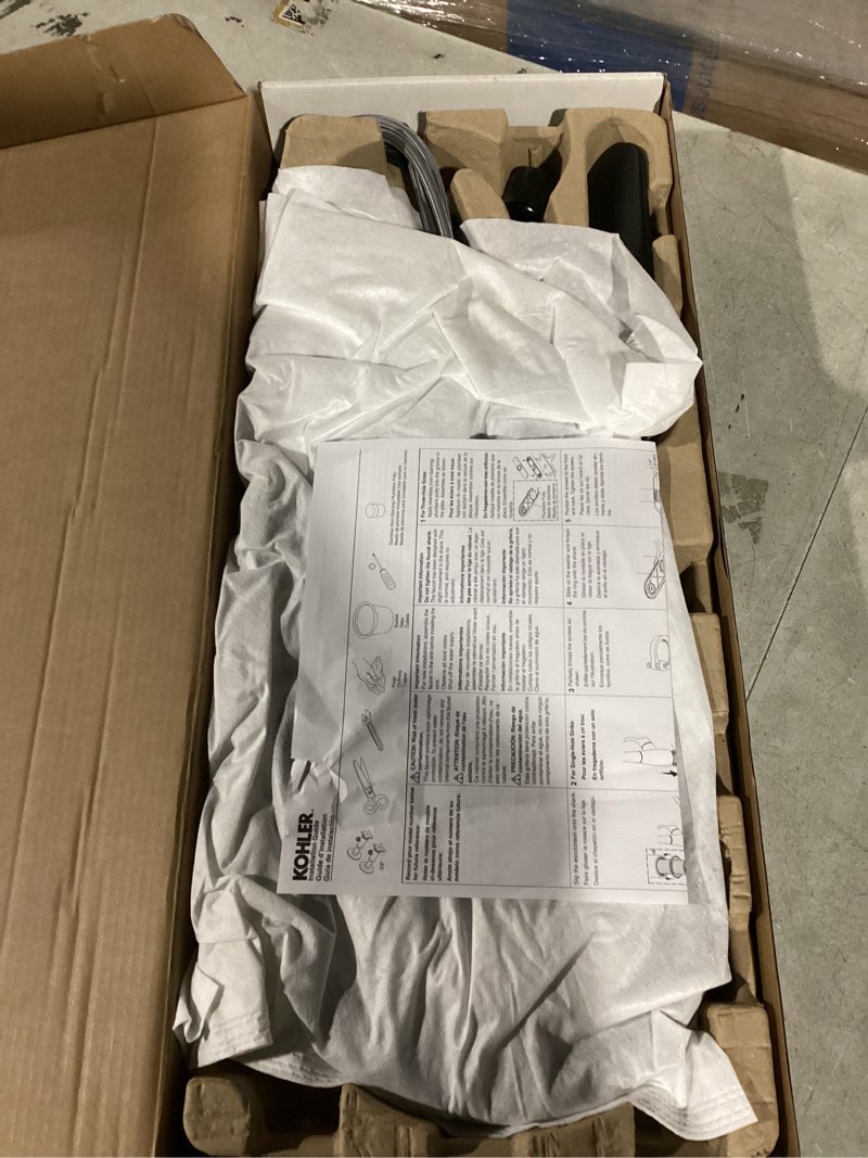 Condition photo showing Good Condition for KOHLER 596-BL Simplice Kitchen Sink Faucets with Pull Down Sprayer, 3-Spray Design, Matte Black Kitchen Faucets, High Arch Matte Black High Arch