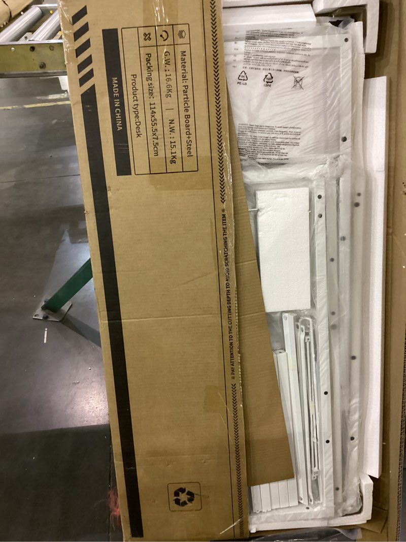 Condition photo showing New/Like New for AODK 51 Inch Computer Desk with File Drawers & USB Power Outlets - Reversible Home Office Desk with Storage Shelves, Work from Home, Modern Work/Writing/Study Table for Bedroom, White