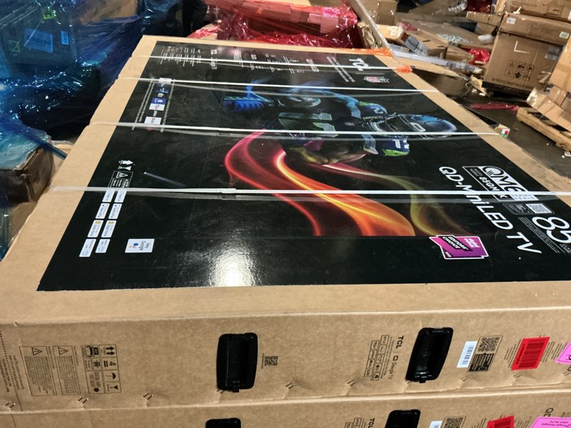 Condition photo showing As Is for TCL 85 Inch Class QM6K Series | Mini LED QLED 4K HDR | 85QM6K, 2025 Model | 120HZ-144HZ High Brightness Smart Google TV Dolby Atmos Onkyo Audio | Voice Remote Alexa Gaming Streaming Television 85 inches