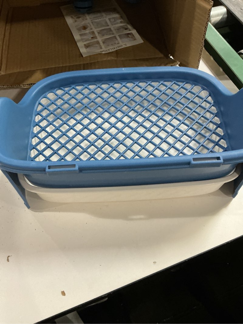 Condition photo showing Good Condition for rabbit litter box, small animals litter tray for cage detachable bedding litter pan potty toilet trainer corner for pet rabbits guinea pigs hamsters chinchillas (blue)