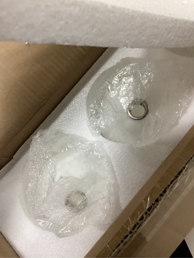 Condition photo showing Good Condition for Glass Globe Sputnik Chandelier, 5-Light Modern Spiral Wave Light Fixture Over Table, Linear Chandeliers for Dining, Kitchen Island, Living Room, Gold and Milk White Bubble, 31.8 Inch, GC-03