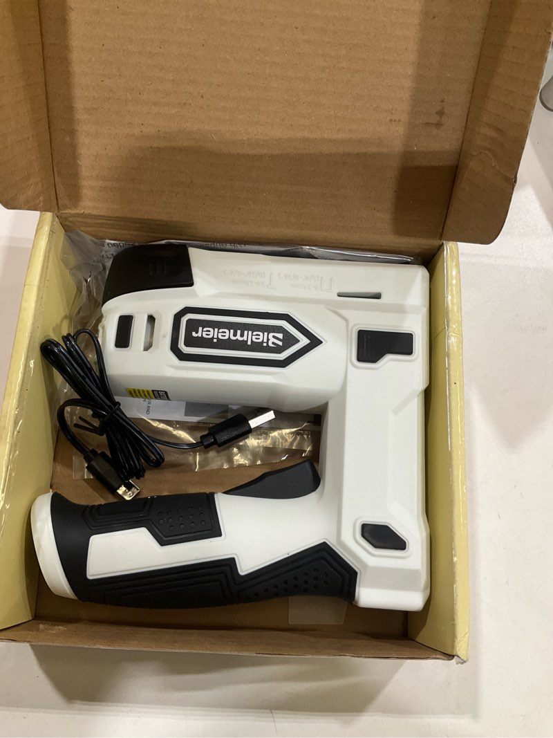 Condition photo showing Good Condition for bielmeier electric staple gun, 2 in 1 lithium-ion electric stapler, 4v cordless brad nailer kit with staples nails, usb charger, power tacker for upholstery, material repair, carpentry, diy