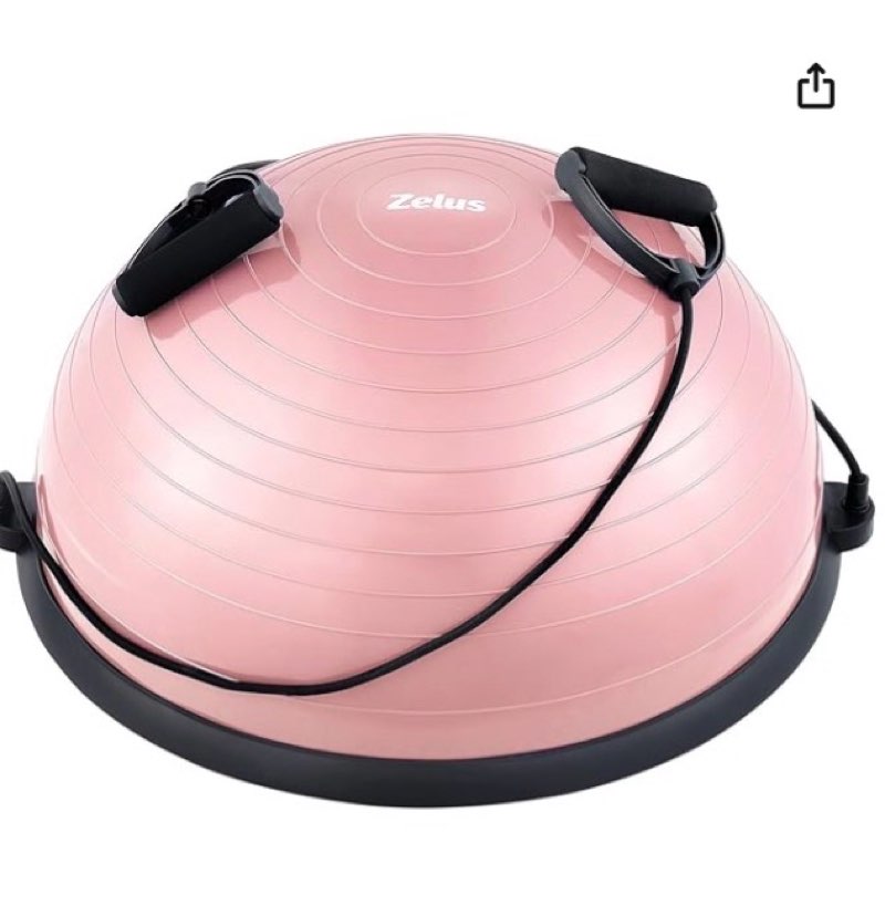 ZELUS Balance Ball Trainer with Resistance Bands and Foot Pump, Inflatable Yoga Ball for Home Gym Workouts, 23 Inch Exercise Half Ball for Balance Training Core Strength Fitness More, 330lb Cap