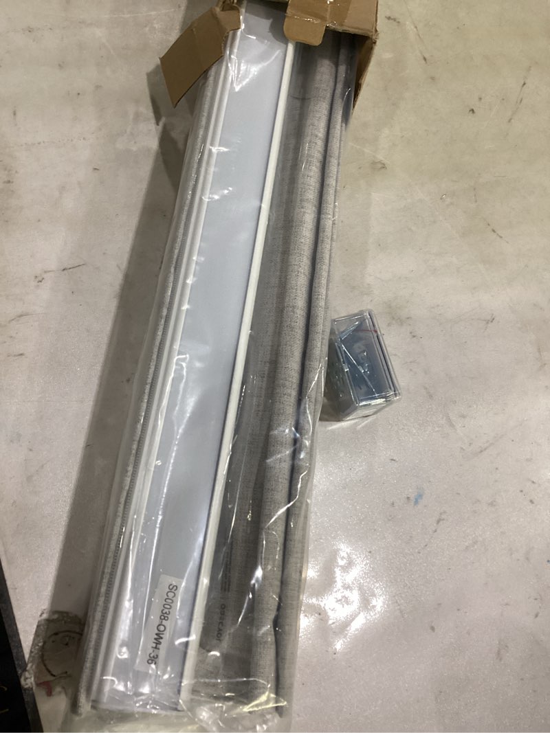 Condition photo showing Good Condition for joydeco cordless roman shades, linen fabric window blinds, thermal insulated blackout blinds, room darkening shades for indoor windows, easy to install, 36" w×75" h, greyish white greyish white 36"w x 75"h