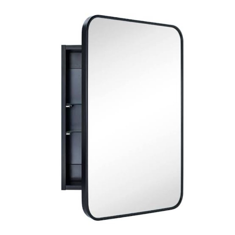 garnes 16.5 in. w x 24 in. h rectangular recessed or surface mount metal framed medicine cabinet with mirror in black