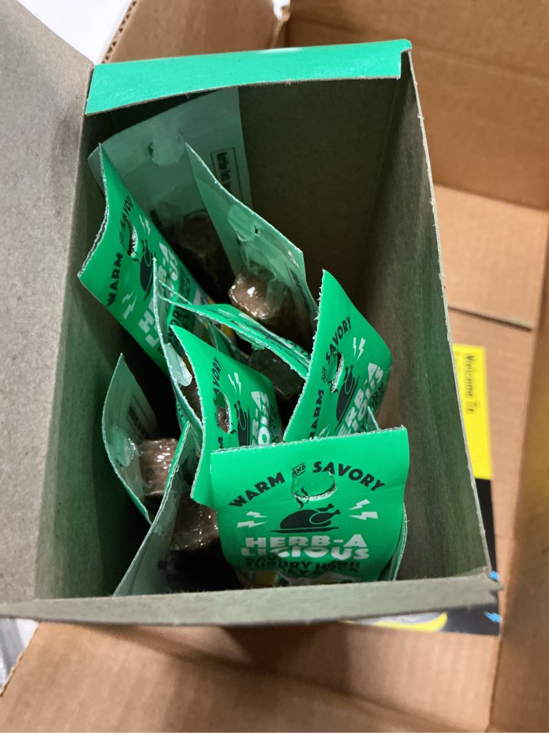 Condition photo showing New/Like New for Lorissa's Kitchen Premium Free Range Jerky Sticks 12-Pack: Herb-A-Licious Turkey Flavor, 8g Protein, Certified Free from Top 9 Allergens, Halloween Snacks, Gluten-Free, Non-GMO, Zero Sugar, Keto