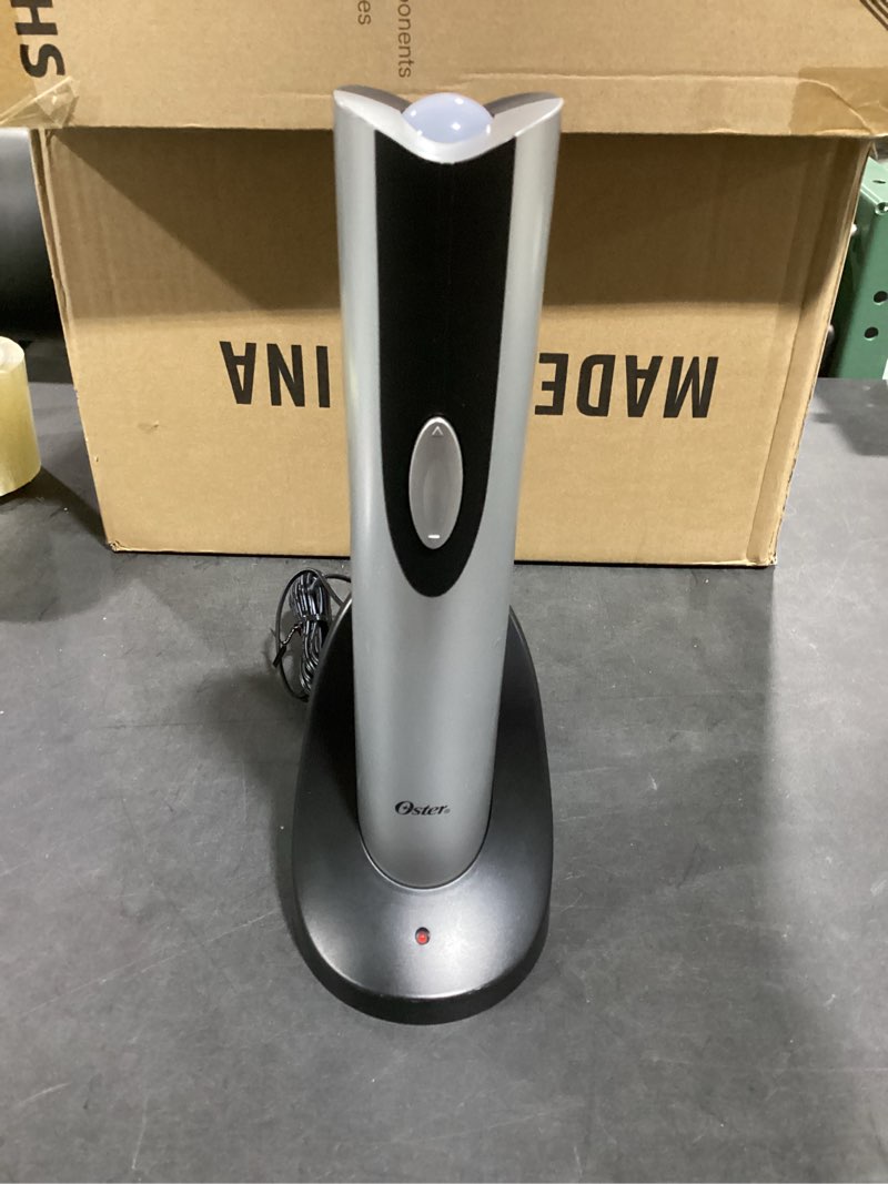 Condition photo showing Good Condition for Oster Cordless Electric Wine Bottle Opener with Foil Cutter, Silver