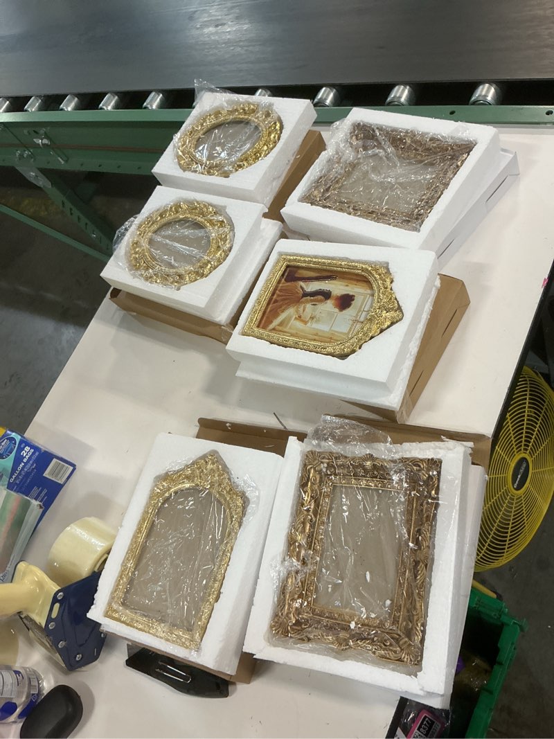 Condition photo showing New/Like New for qunclay 6 pcs vintage resin picture frame 4 x 6,5 x 7 inches ornate picture frames oval rectangle baroque antique for wall hanging home wedding (novel) 6 novel