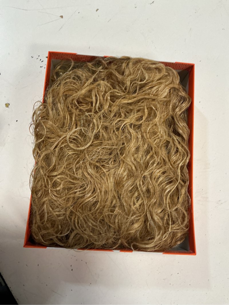 Condition photo showing Good Condition for gorgius veralux blend human hair shaggy haircuts golden blonde wig with bangs curly wig with bangs crafted with style-archive premium fiber realistic look with true scalp honey blonde | shaggy curls 20 inch