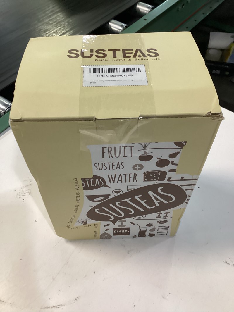 Condition photo showing New/Like New for susteas rotary cheese grater with handle - vegetable shredder with 5 well-designed blades & strong suction base,round mandoline slicer & food chopper for kitchen,with blade storage box(beige)