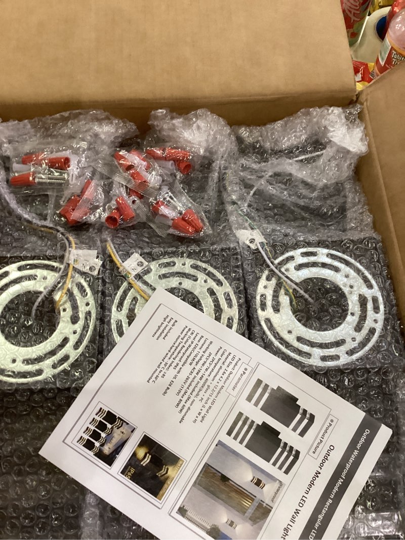 Condition photo showing As Is for 6Pack 15inch LED Square Up & Down Wall Lights,14W Outdoor Wall Light 4000K Day White Aluminum Body Waterproof IP65 LED Exterior Light Fixtures Wall Mount for House Patio Garage Garden. 15INCH-6 Pack