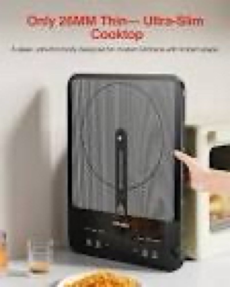 iTRUSOU Portable Induction Cooktop, 1°C Precision Control, Dual Temp Display, 1L Boils in 4 Mins, Ultra-Slim 26mm Burner, 6 Cooking Modes, 3-Hour Timer, Glass Surface, for Magnetic Cookware Only