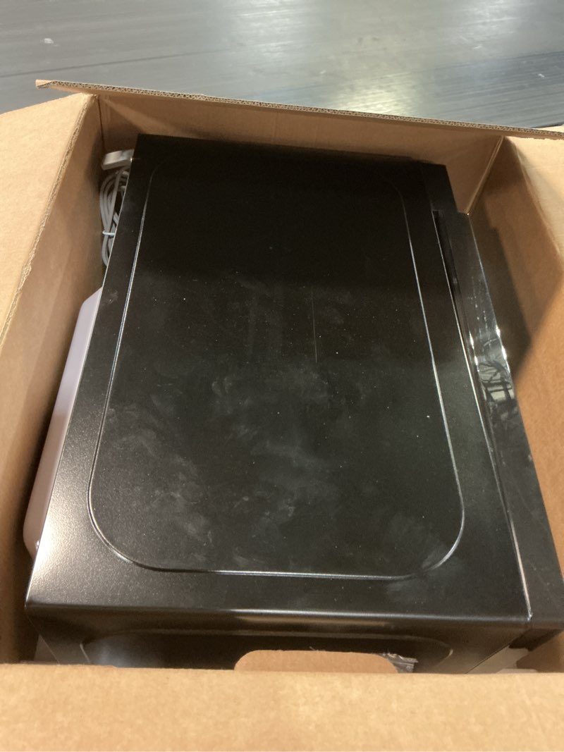 Condition photo showing As Is for COMFEE' EM720CPL-PMB Countertop Microwave Oven with Sound On/Off, ECO Mode and Easy One-Touch Buttons, 0.7cu.ft, 700W, Black