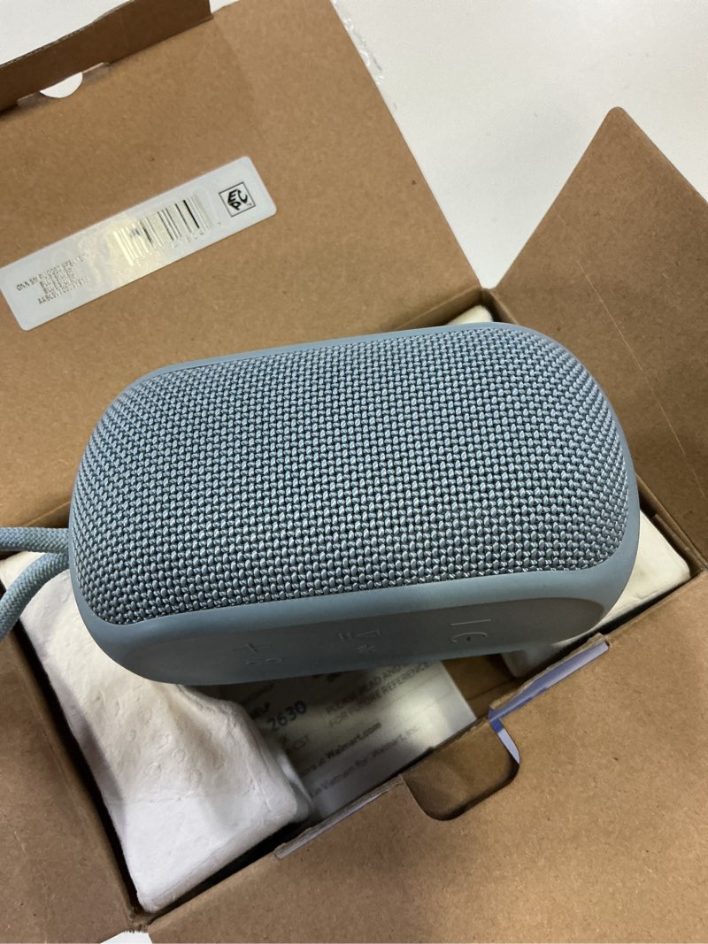 Condition photo showing As Is for onn small rugged speaker with bluetooth wireless technology, blue