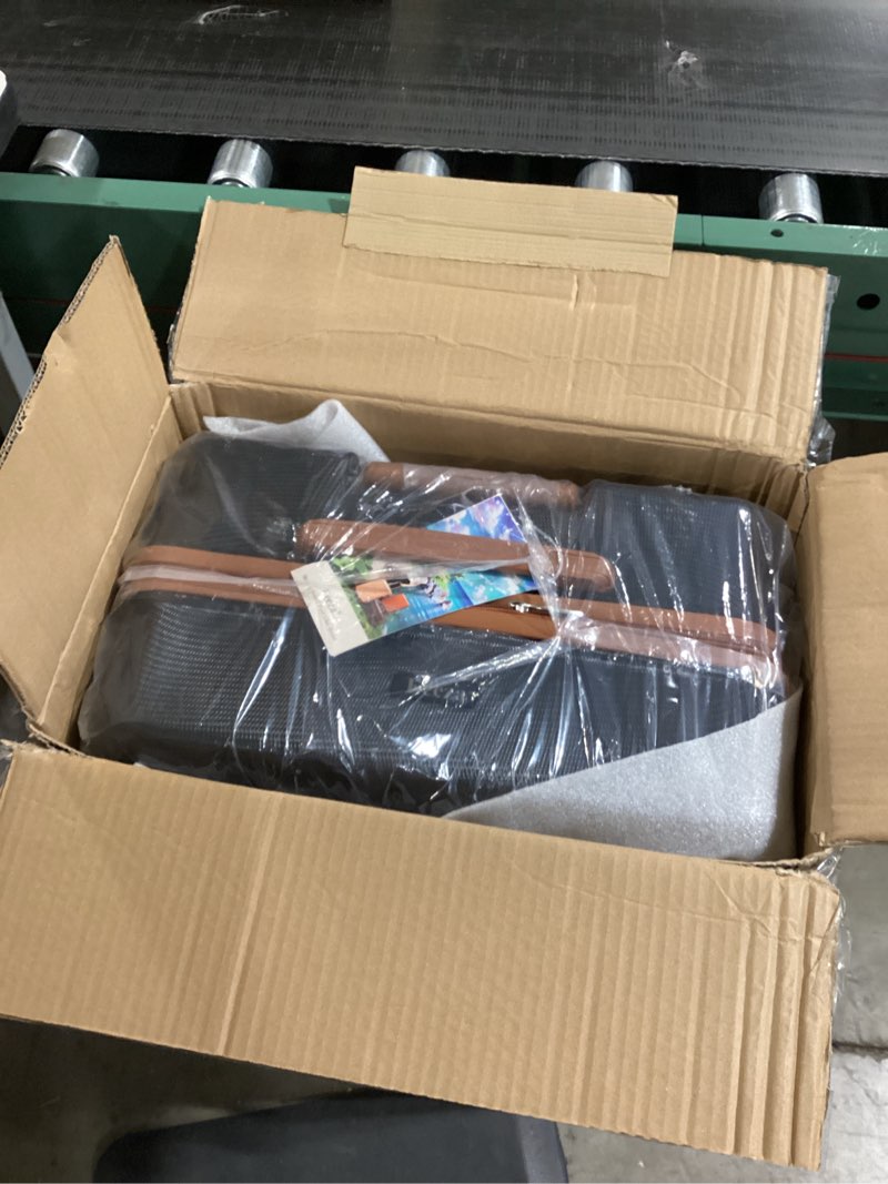 Condition photo showing As Is for Luggage Sets 5 Piece Suitcases with Wheels,ABS Hard Case Suitcases with Spinner Wheels,Durable Travel Luggage(Black, 5 Piece Set(20"/24"/28")) Black 5 Piece Sets (20/24/28/DB/TB)