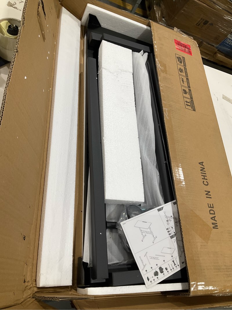 Condition photo showing Good Condition for small standing desk adjustable height, mobile stand up desk with wheels, 32 inch portable rolling desks conference room tablesf for walking pad treadmill black