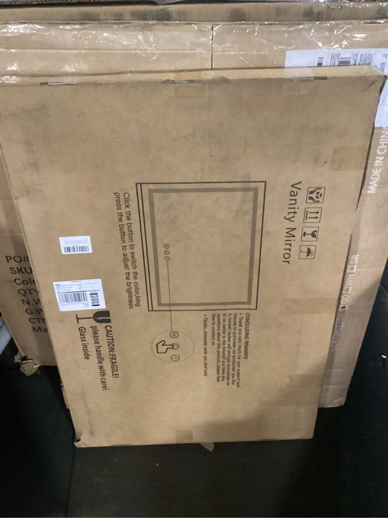 Condition photo showing New/Like New for fennio vanity mirror with lights 32"x22", lighted makeup mirror, large vanity mirror, touch sensor with 3-color lighting, usb charging port for vanity desk?square white? white 22.5"l x 31.5"w
