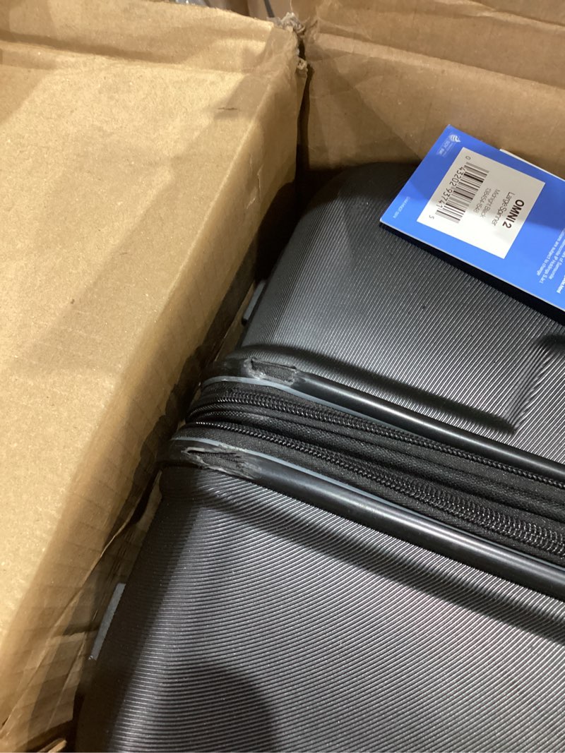 Condition photo showing As Is for Samsonite Omni 2 28-Inch Large Checked Hardside Luggage with 360° Spinner Wheels - Scratch Resistant Hardshell - TSA Lock - Expandable Polycarbonate Shell for Lightweight Travel - Midnight Black Checked-Large Spinner Midnight Black