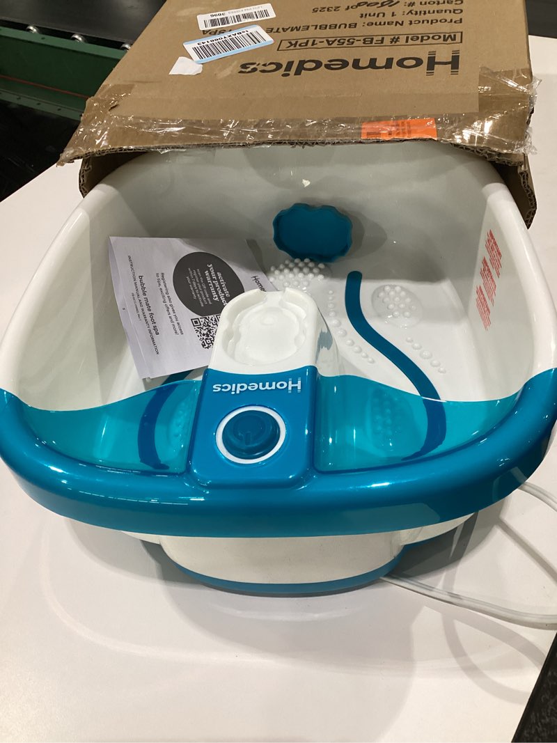 Condition photo showing Good Condition for Homedics Bubble Mate Foot Spa, Toe Touch Controlled Foot Bath with Invigorating Bubbles and Splash Proof, Raised Massage Nodes and Removable Pumice Stone