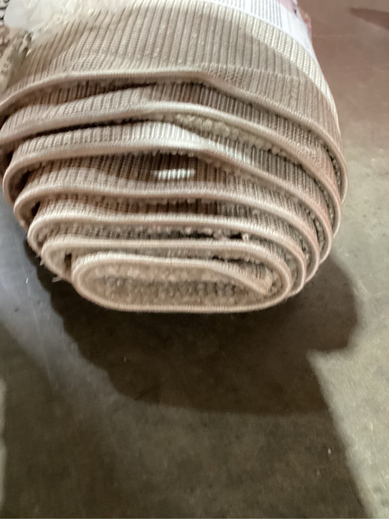 Condition photo showing As Is for Loloi Chris Loves Julia Calvin Collection CLV-02 Ivory/Oatmeal 2'-7" x 10'-0" Runner Rug Checkered Neutral Soft Living Room Bedroom Carpet Ivory / Oatmeal 2'7" x 10' (Rectangular)