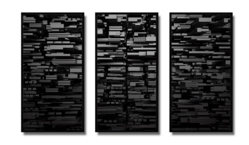 Black/Gray Geometric Background - Abstract Framed Canvas Wall Art Set Of 3 28”x36”