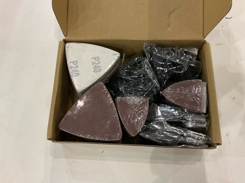 Condition photo showing New/Like New for 208Pcs Oscillating Tool Sanding Pads Kit, 4Pcs Triangle Sanding Pads and 4Pcs Finger Sanding Pad, 200Pcs Multitool Sandpaper Set, Grit Fit for Finishing Wood Sanding 208pcs multitool sanding pads