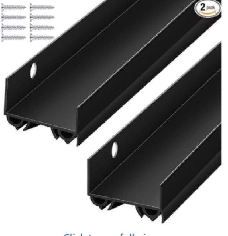 2 Sets Door Sweep Plastic PVC 1 3/4\" x 36\" Slide on Bottom Exterior Door Seal Strip for Weather Stripping Draft Stopper (White) 2 Black
