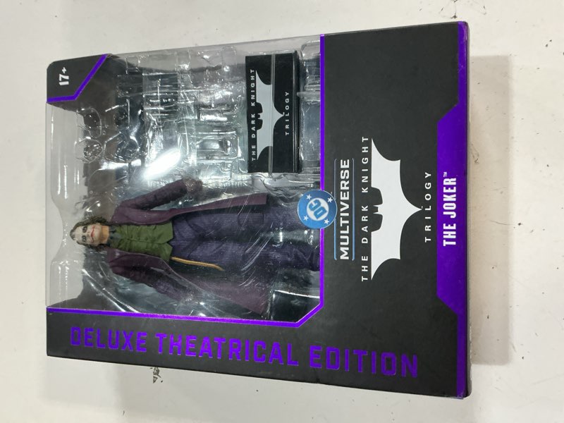 Condition photo showing New/Like New for mcfarlane toys- dc multiverse the joker (the dark knight) 7in action figure (deluxe theatrical editi