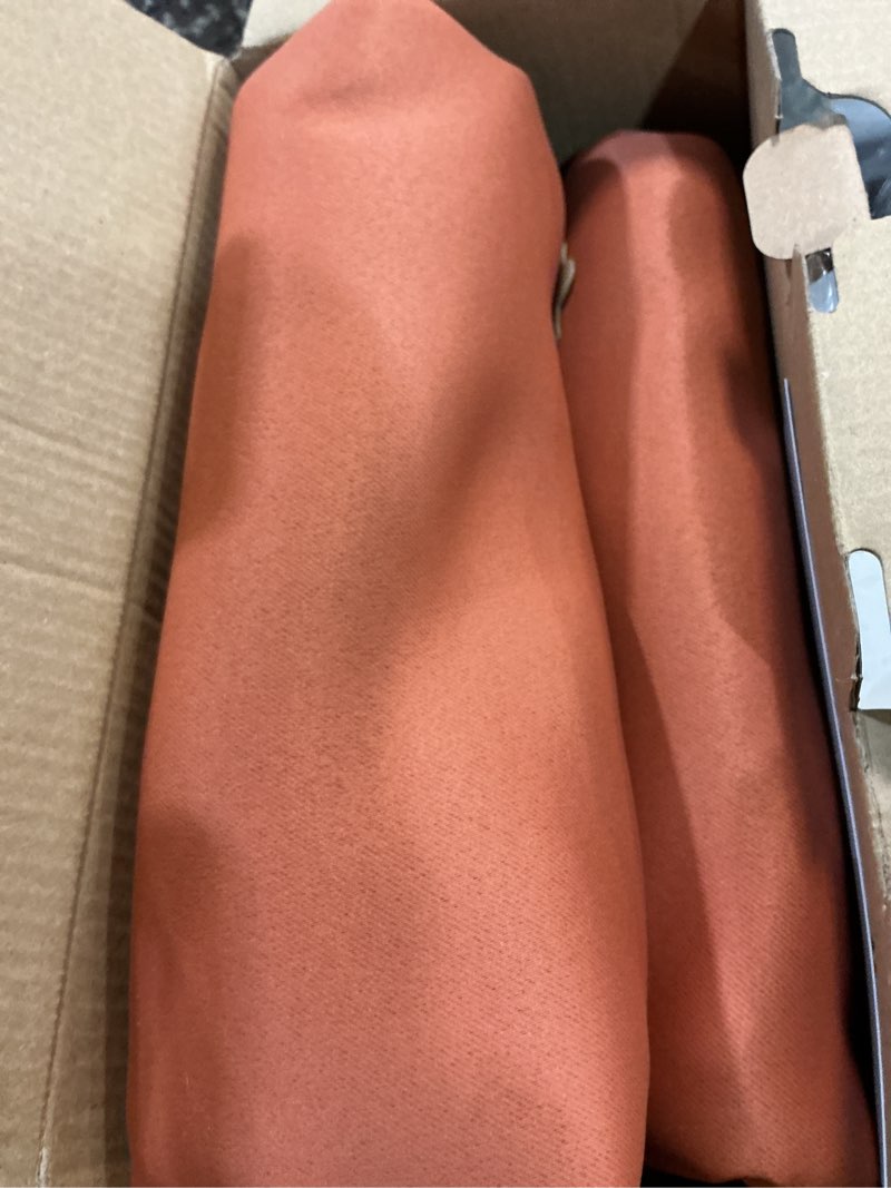 Condition photo showing New/Like New for miulee blackout room darkening curtains thermal insulated drapes solid window treatment set grommet top light blocking curtain for living room/bedroom 2 panels 52 x 84 inch length terracotta terracotta 52\"w x 84\"l (pack of 2)