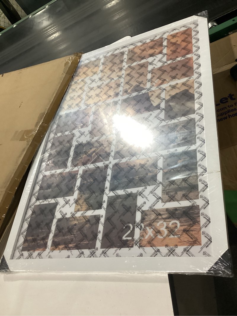 Condition photo showing Good Condition for duenpy 22x32 collage picture frame 4x6 picture frames collage wall decor displays twenty four 4x6 inch photos available horizontal wall mounting display and vertical white white 22x32?4x6 opening?