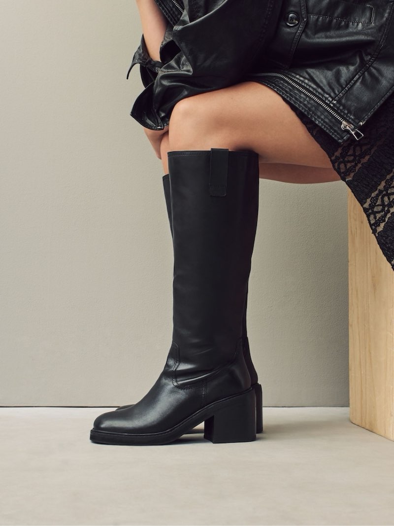 zja knee high boots square toe boots low heel wide calf flat long boots for women dress chunky comfo