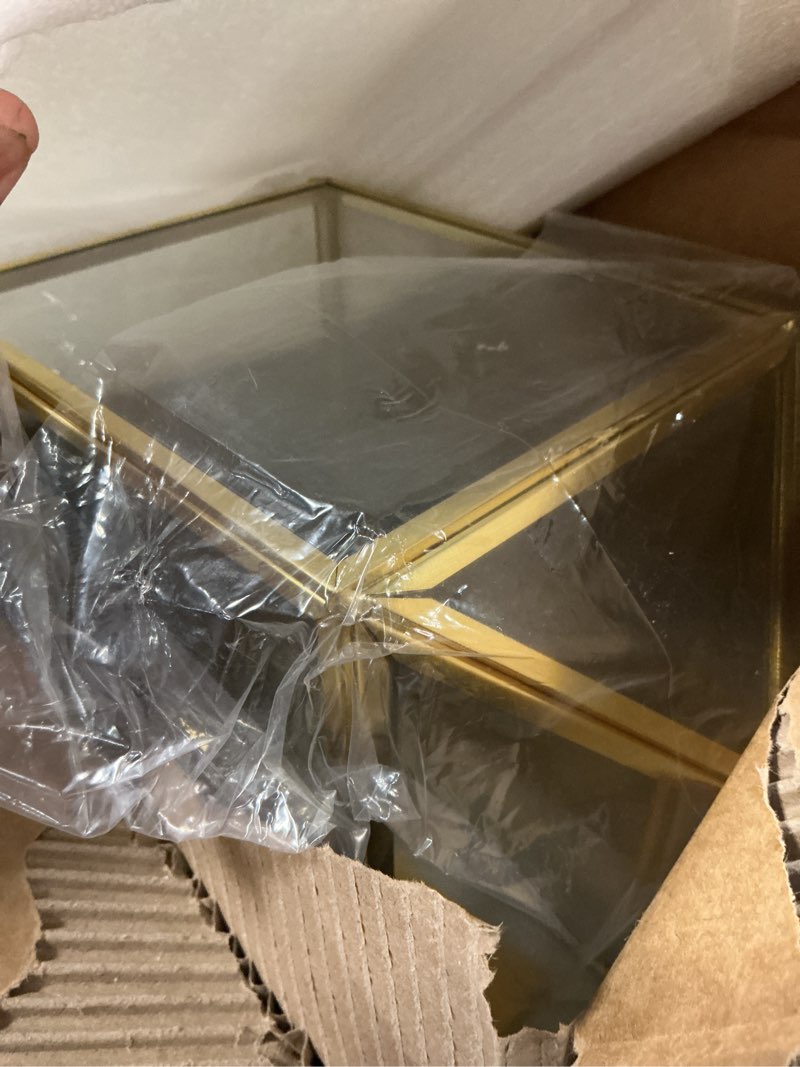 Condition photo showing Good Condition for ncyp 12.6" x 5.9" x 9" wedding cards box with slot and lock, glass card holder for party reception, centerpiece, home decorative, gold (glass box only) slot length 7.3 inches 12.6 x 5.9 x 9 inches gold