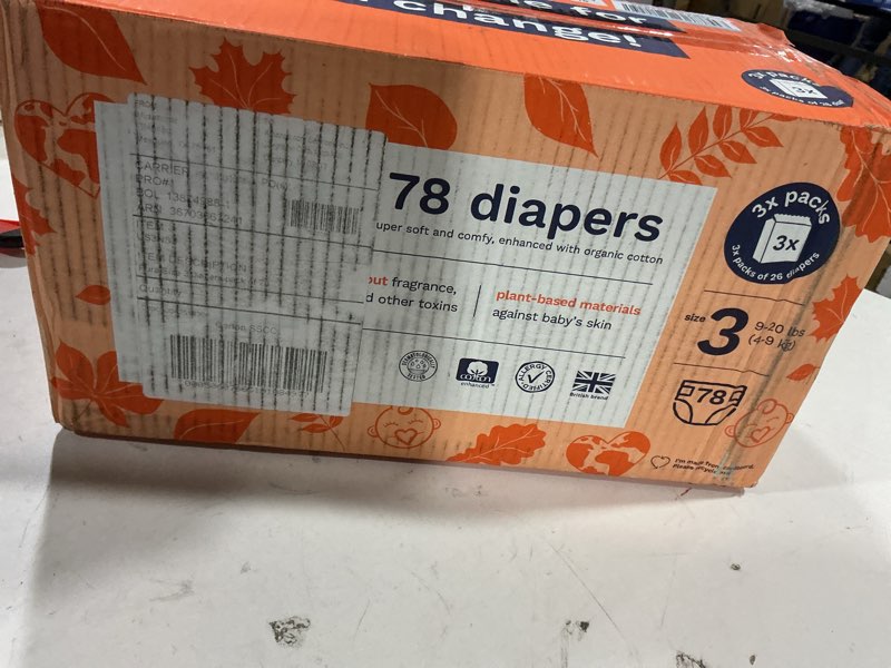 Size 3 Eco-Friendly Diapers (9-20 lbs) Totally Chlorine Free (TCF),Hypoallergenic, Soft Organic Cott