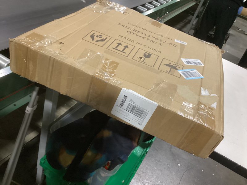 Condition photo showing As Is for RELIANCER 24" Convex Security Mirror,Curved Safety Traffic Road Driveway Mirror,Adjustable Safety Co