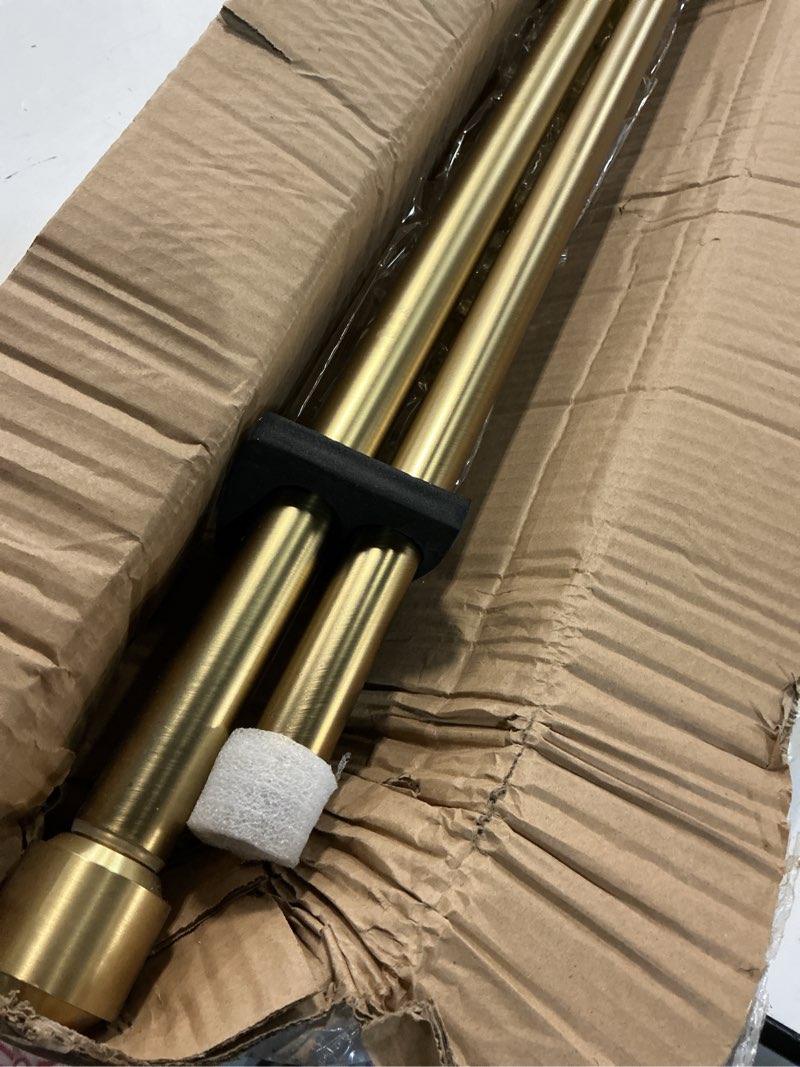 Condition photo showing Good Condition for heavy duty curtain rods, 1 1/8 inch diameter single curtain rod 72-144inch(6-12ft) extendable length with end caps adjustable modern brackets-matte black matte black 72-144"