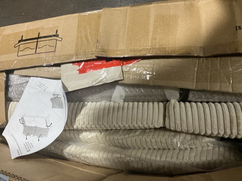 Condition photo showing Good Condition for possibly missing box marsail 66\" futon sofa bed, convertible corduroy futon couch with adjustable backrest & armrests, small sleeper sofa loveseat for living room, apartment, office, white white 66 inch