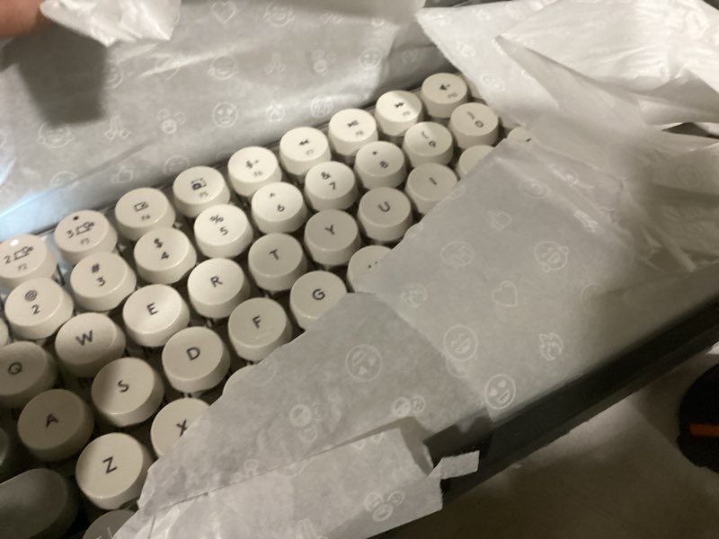 Condition photo showing As Is for Logitech POP Keys Mechanical Wireless Keyboard with Customizable Emoji Keys, Durable Compact Design, Bluetooth or USB Connectivity, Multi-Device, OS Compatible - Mist Mist POP Keys