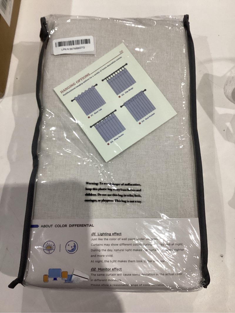 Condition photo showing New/Like New for INOVADAY 100% Blackout Curtains for Bedroom, Black Out Curtains 96 Inch Long, Clip Rings Linen Blackout Drapes, Thermal Insulated Room Darkening for Living Room, 2 Panels - Beige,W50xL96 Beige 50"W x 96"L (Pack of 2)