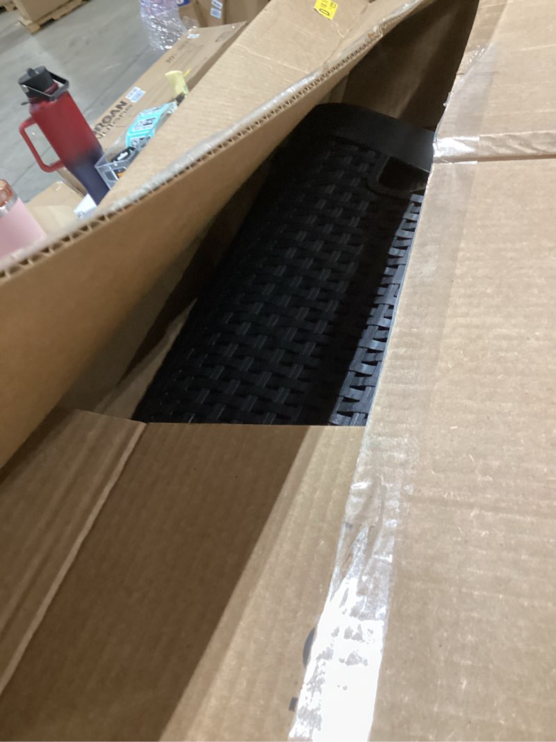 Condition photo showing Good Condition for Mind Reader 60L Rolling Laundry Hamper, Clothes Basket, Wheels, Wicker Style, Plastic, 19.5"L x 14.75"W x 29.25"H, Black 60 Liter with Wheels Black