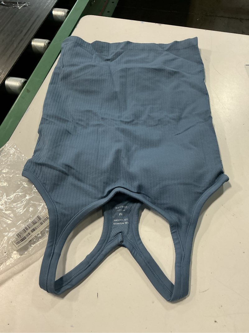 Condition photo showing New/Like New for (size m)attraco racerback yoga tank tops for women ribbed seamless built in bra workout top blue