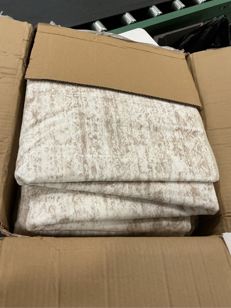 Condition photo showing As Is for Soalmost Washable Area Rug 8x10, Large Soft Rugs for Living Room Vintage Beige Carpet 8x10 Area Rugs