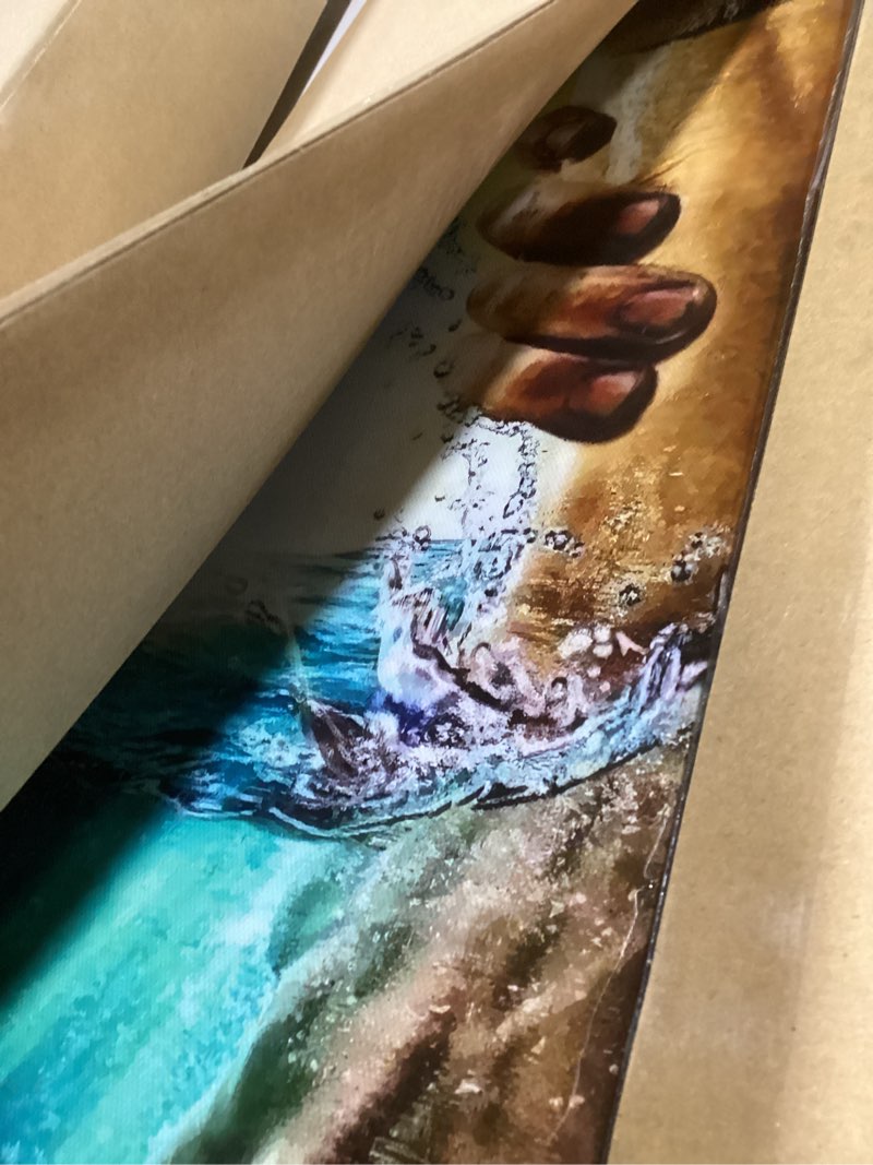Condition photo showing Good Condition for Framed Jesus Christ Canvas Wall Art The Hand of God Jesus Reaching Into Water Christian Painting Prints Biblical Wall Decor Religious Room Decor for Church Prayer Room Schools Hospitals 16" x 24"
