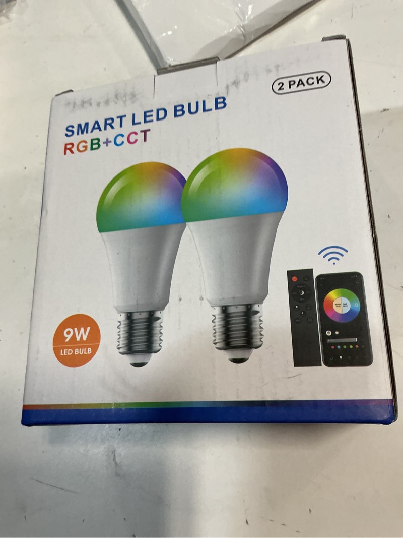 Condition photo showing New/Like New for Brightever Smart A19 LED Light Bulbs, 60W Equivalent 800LM Color Changing E26 9W Bluetooth Light Bulbs with Remote Control, 16 Million DIY Colors RGBWW, Music Sync, 2-Pack