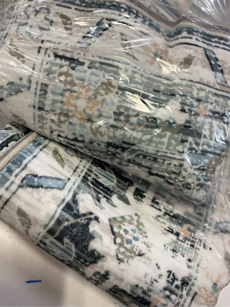 Condition photo showing Good Condition for Area Rug 6×9, Large Vintage Boho Rug,Ultra-Soft Low Pile, Washable, Non Slip,Stain Resistant, Printed Carpet for Living Room Bedrooms Playroom Office Kitchen, Light Blue Light Blue 6' x 9' (Rectangular)